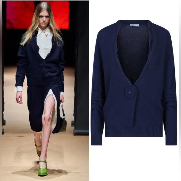 Prada 2023 Spring Summer RUNWAY cashmere wool blend cardigan - Picture 1 of 5